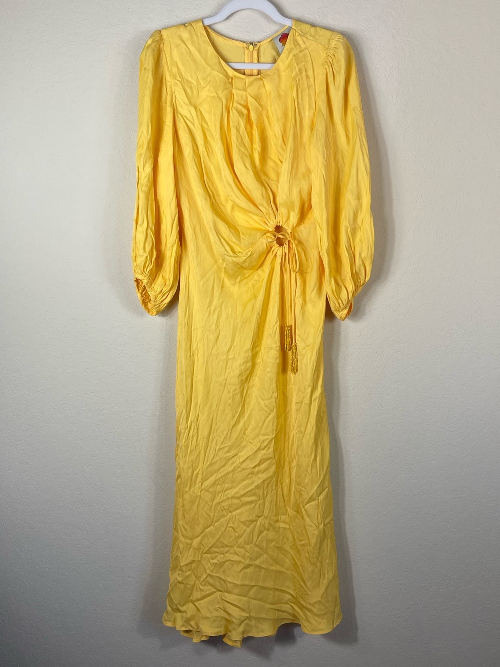 Farm Rio Bead Embellished Draped Satin Midi Dress Size Medium - Picture 3 of 11